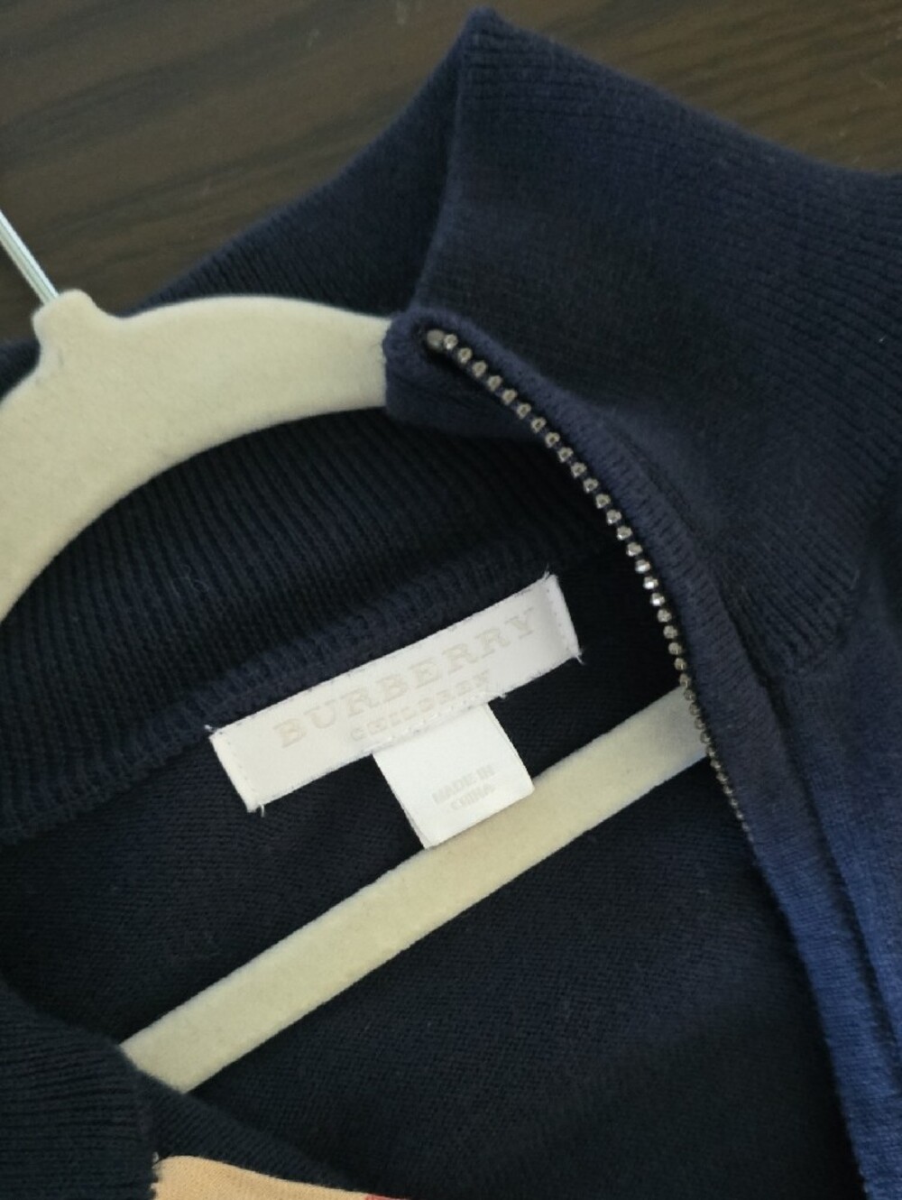 Burberry Navy Zip-Up Jacket with Signature Shoulder Check - Picture 5 of 6